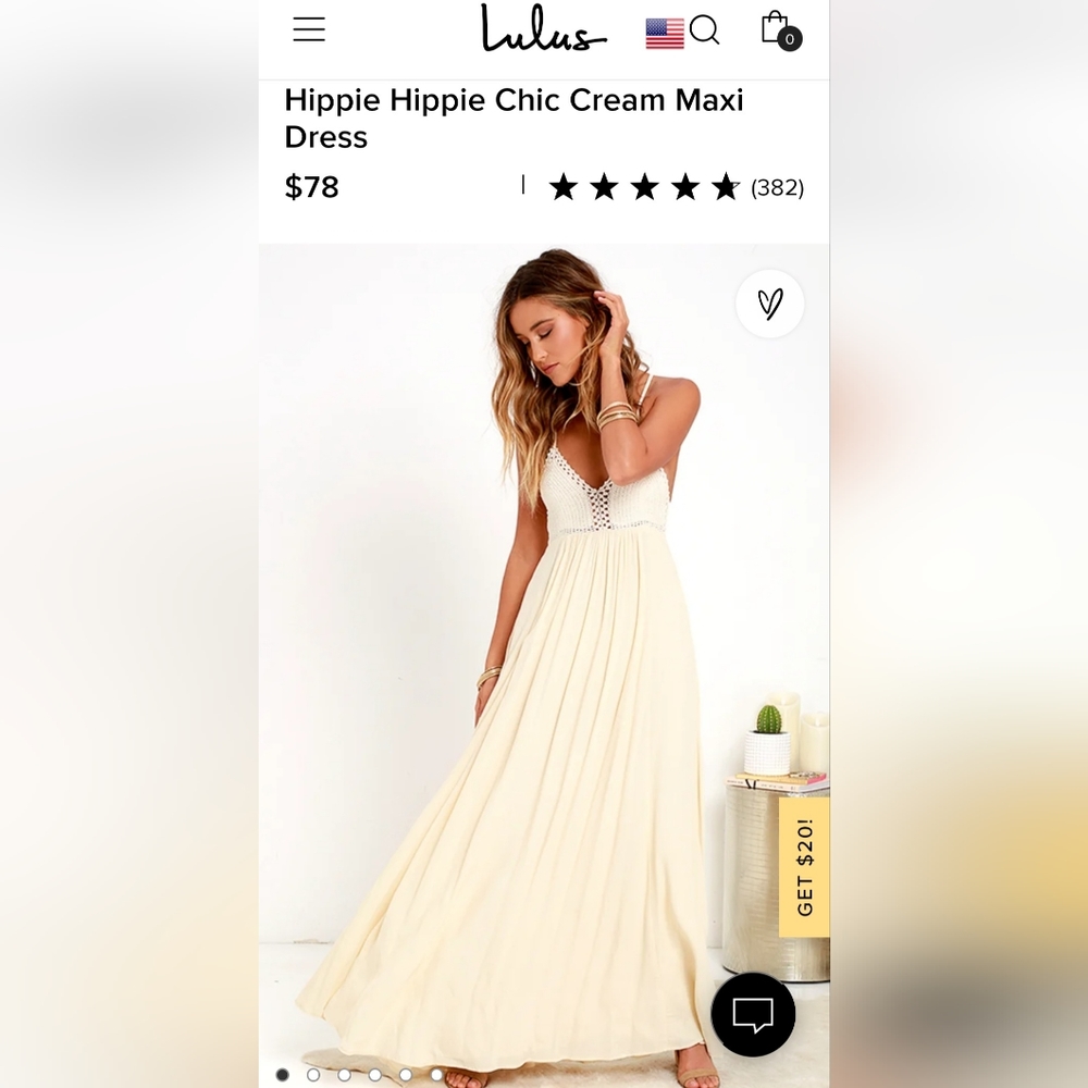 Lulus Boho Cream Maxi Dress XS